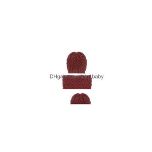 Hats Scarves Sets Autumn Winter Womens Knit Hat Add Neck Warm 2Pcs Set Beanies Cap Crochet Neckerchief Drop Delivery Fashion Acces Dhuoa