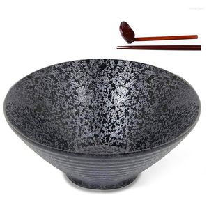 Tigelas tigela de sopa de ramen japonesa cerâmica com colher e pauzinhos combinando adequados para udon soba size grande varejo