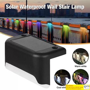 LED Solar Lamp Path Stair Outdoor Waterproof Wall Light Garden Landscape Step Deck Lights Balcony Fence Sunning Lamps