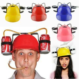 Christmas Decorations Lazy lounged Straw Cap Beer Birthday Party Cool Unique Toy Prop Holder Guzzler Helmet Drinking cola Coke Soda Miner Hat 221130