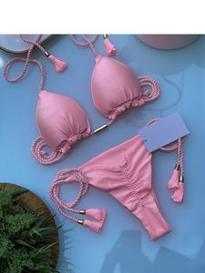 Kvinnor Swimwear Multicolor Print Lace-Up Bikini Swimsuit Swimming Fashion Tv￥delar Sexig thongstr￤ng Pants Bikinis Underkl￤der Baddr￤kter Fission Beach Suits