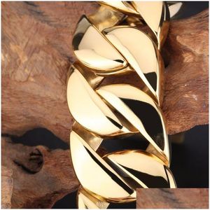 Arts And Crafts Bangle Kalen High Quality Stainless Steel Italy Gold Bracelet Mens Heavy Chunky Link Chain Fashion Jewelry Gifts Dhm50