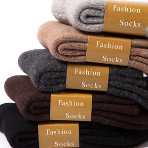 Herrensocken 5 Paar ultradicke Wolle Männer reine Farbe koreanischer Stil warme Winter einfache feste Baumwolle männlich 221130