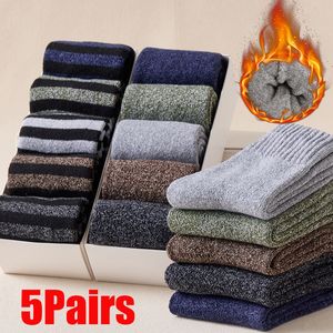 Mens Socks 10pcs5pairs Men Super Thicker Solid Merino Wool Rabbit Against Cold Snow Russia Winter Warm Funny Male 221130