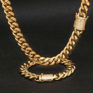 CHOKERS 12mm Gioielli alla moda 316L Acciaio inossidabile inossidabile 18K Gold Plorato Miami Cuban Curbo Link Chain Men Necklace 221130 221130