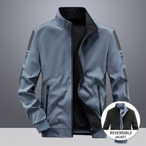 Mens Jackets Reversible Jacket Trend Polyester Casual Baseball Uniform Spring and Autumn Clothes Male Double Sided Zipper Coats 221129