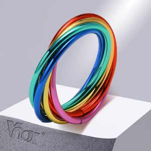 Novos an￩is de rolamento interligados para homens LGBTQ para homens homens arco -￭ris cor de a￧o inoxid￡vel empilhamento de j￳ias de anel dos dedos