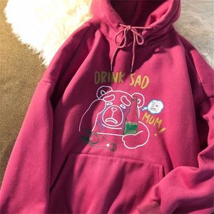 Kadın Hoodies Kadın Siyah Güzel Sevimli Uzun Kol Y2K Kadın Kızlar Unisex Bear Japonya Sweatshirt Gevşek Bahar Sonbahar Giysileri