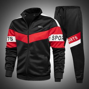 Men's Tracksuits Winter Fashion Motion Mens Ruito De Conjunto de Colorblock Casual Men Calça Capuz de capuz de duas peças Male Autumn Sports Wear Jogger Conjunto 220930