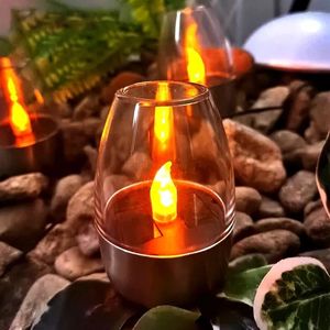 8-1 pz Luci solari da prato Lampade a candela a LED Decorazione da giardino per esterni Luce Natale Paesaggio splendente