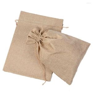 Jewelry Pouches 50Pcs/lot Vintage Natural Burlap 25x35cm Big Bag Gift Candy Bags Wedding Party Decoration Favor Pouch Jute Rice Package