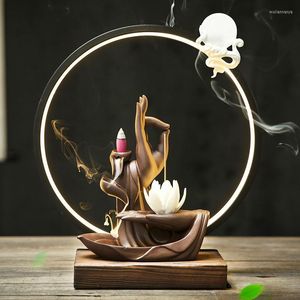 Fragrance Lamps Buddha Hand Ceramic Backflow Incense Burner Smoke Waterfall Holder Lotus Sticks For Home Decor Year Gifts