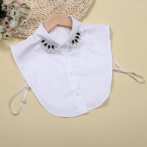 Bow Ties Linbaiway Cotton Fake Collars For Women Detachable Female False Collar Lapel Shirt Half Blose Removable Nep Kraagie