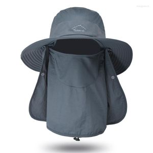 Berets Sun Hat For Men Women Outdoor UV Protection Wide Brim With Face Cover Neck Flap Summer Bucket Fishing Hunting