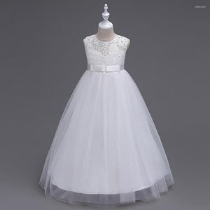 Girl Dresses Kids Wedding Gowns Long High Waist Party Dress Lace Tulle Princess Teen Elegant Clothes For Girls 3-14 Years