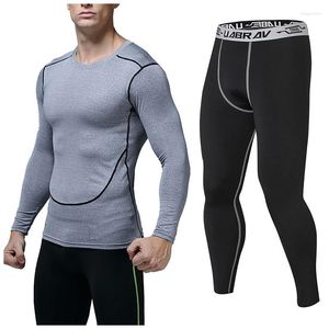 Tute da uomo Tuta da uomo Calzamaglia fitness invernale Top Legging Abbigliamento sportivo Abbigliamento Tuta sportiva T-shirt a maniche lunghe ad asciugatura rapida