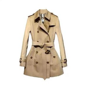 Gabardina de diseñador para mujer, abrigo caqui de estilo británico con cintura corta y delgada, tendencia de moda de marca de lujo holgada, primavera y otoño