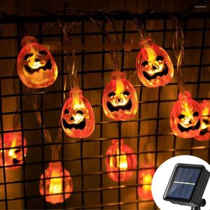 Strings Solar Halloween Pumpkin LED String Lights 3D Lanterna laranja para a festa de outono Halloweenthanksgiving de Natal