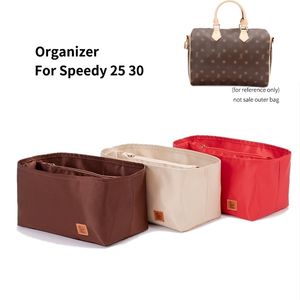Kosmetiska väskor fall för snabba kvinnliga handväska arrangör insat satin tyg påse handväska tyga shaper reser inner bärbar väska