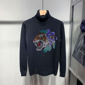 Men's Sweaters Exaggerated Design Tiger 3D Cashmere Pullover Youth Hip-Hop Knit Men Turtleneck Slim Sweatshirt