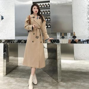 Women's Trench Coats Women's Korean Style Long Coat Khaki Windbreaker Design Office Lady High Quality Chaquetas Mujer Luxurious