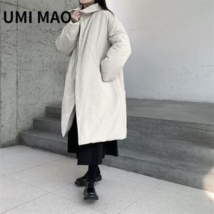 Женские куртки Umi Mao Yamamoto Dark Designer японский нишевый дизайн рыхлый воротник теплый длинное хлопковое пальто