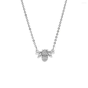 Correntes S925 Design de temperamento de prata pura Design de diamante Jóias femininas de cadeia de clavículas de abelha pequena