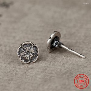 Kolczyki stadninowe Mkendn Middle Ages Vintage Rose Flower For Women Sterling Silver Ear Studs Bijoux Antarlergy Jewelry
