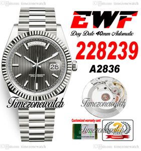 EWF Daydate 228398 A2836 Автоматические мужские мужские часы плана Безель серая текстурированная набор маркеры президент браслет та же серийная карта Super Edition TimezoneWatch E5