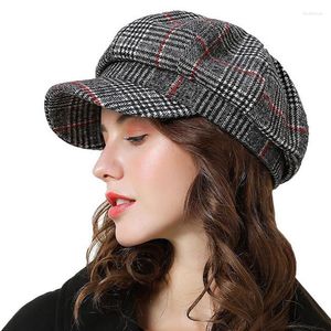 Berretti Uomo Donna Soft Tartan Baker Boy Cappelli Plaid Fiddler Sboy Caps Outdoor Inverno Caldo Viaggi Regolabile Taglia USA 7 1/8 UK M