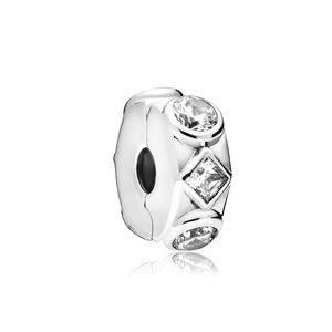 Pandora bileziklerine uyuyor 20pcs yıldızlı kare kristal toka sabit klipsli beyaz kristal cazibesi boncuk durdurma boncukları toptan diy Avrupa sterling kolye