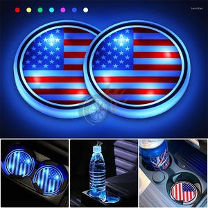 Drink Holder LED CAR Cup Lights Coasters 7 Färger Byt USB laddning Lysande flaskmatta Interiör Atmosfär Lampdekoration