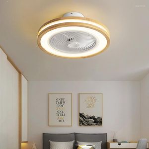 Bedroom Wood LED Ceiling Fan Lamp With Light Silent Remote Control Home Decorative Lighting Fans Ceiling-mounted Lamps Lights