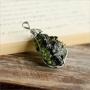 Pendant Necklaces Natural Moldavite Green Crystal Energy Stone For Men And Women Couple Necklace Fine Jewelry