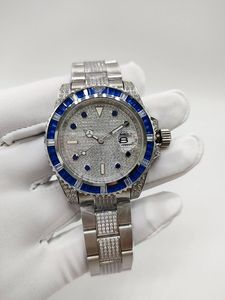 Stili classici Orologi da polso automatici da uomo Lunetta con diamanti blu Orologi da uomo con movimento meccanico Cinturino in acciaio inossidabile Orologio da uomo Orologio da polso maschile di design sportivo