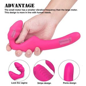 SS22 giocattolo Massager sesso lesbica Strapon Strapon Double Dildo Vibrator Toys for Adults Women Belt on Penis Remote Control Female Vagina Massager