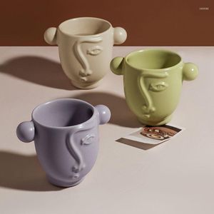 Mugs Creative Ceramics Human Face Mug Large-capacity Coffee Milk Water Cup Living Room Office Desktop Abstract Decoration Crafts