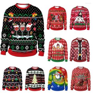 Men's Sweaters Couples Christmas Sweater Delightful Letter Print Funny Novelty Wine Glass Hat Reindeer Men Ugly Sweatshirts