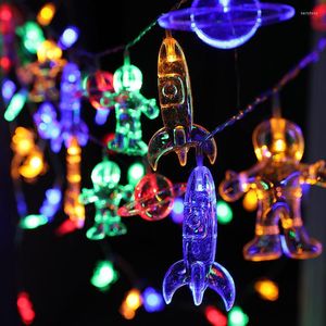 Strips 4Pcs10/20 Led Astronaut String Light Spaceship Rocket Pendants Night Lights Children Birthday Party Decor Lighting Gift 2M 3M