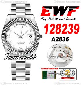 EWF Daydate 36 мм 128239 A2836 Автоматические мужские часы eta белый циферблат римские маркеры устричный браслет той же серийная карта Super Edition TimezoneWatch D4