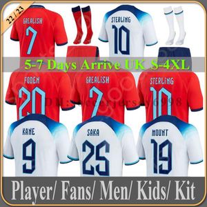 Camisas de futebol Angleterre FODEN Inglaterra 2022 KANE STERLING GREALISH RASHFORD MOUNT BELLINGHAM SANCHO Reino Unido camisa de futebol nacional masculina infantil kit meias uniforme