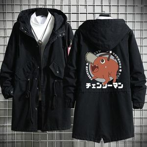 Trench de trincheira casacos de anime Man Pochita Cosplay Casé -pico sobretudo roupas pretas Roupfits Woman Spring Autumn Jacket Streetwear