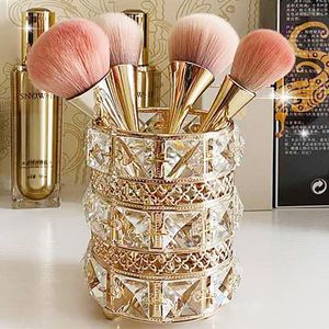 Pudełka do przechowywania kosmetyczne pudełko na salon sypialnia biurko światło luksusowe ozdoby makijażowy ołówek kryształowy szklany pióro uchwyt