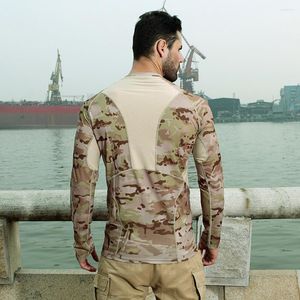 Men's T Shirts Outdoor Camouflage T-shirt Long-sleeved Mountain Tactical Sport Fitness Shirt Scorpion Men Stretch Mesh Breathable Pullover