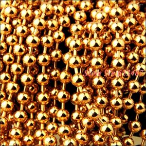 Kedjor grossist 5 meter 6mm bred 316l rostfritt stål guldboll pärlor länk kedja mäns kvinnors halsband