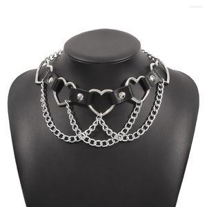 Choker Punk Chain Necklace For Women Goth Chokers Black Leather Collar Gothic Jewelry Fashion Accessories