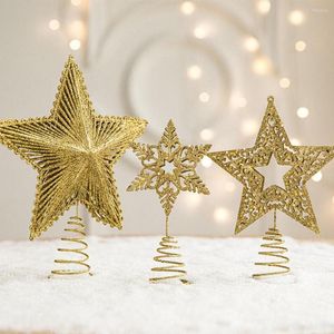 Christmas Decorations Wrought Iron Tree Glittering Star Topper Top Decor Noel Navidad 2023 Xmas Ornaments