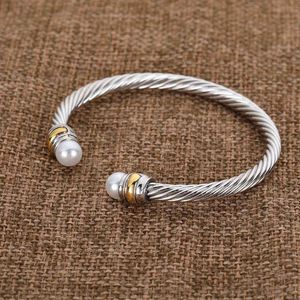 Twisted Luxury Gold Copper Bracelets Designer Jewelry Love Womens Cable Men Cuff Bracelet Wire Bangle Fashion Pearl CCX9