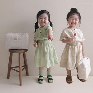 Abiti da ragazza 2022 Summer Baby Plaid Dress Bambini manica corta Princess Cute Girls Casual Sweet Children