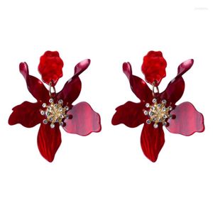 Dangle Earrings Large Luxury Gold Rhinestone Resin Hanging For Women Girls 2022 Trendy Fashion Jewelry Flower Acrylic Drop